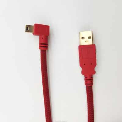 Rouge personnalisé USB 2.0 USB Un mâle à angle droit Mini câble USB Chargement rapide